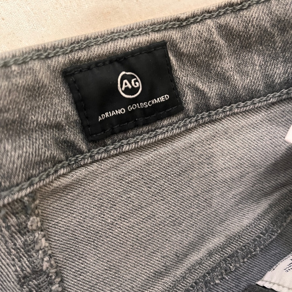 New AG Adriano Goldschmied High Rise Wide Leg Cropped Denim Jeans 27 Light Gray - Picture 2 of 16